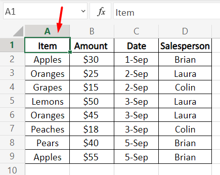 Going to first cells Excel shortcut