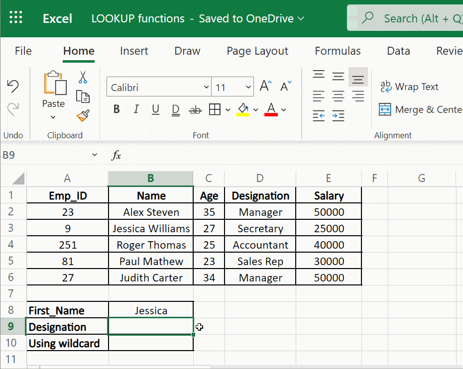 VLOOKUP wildcard character