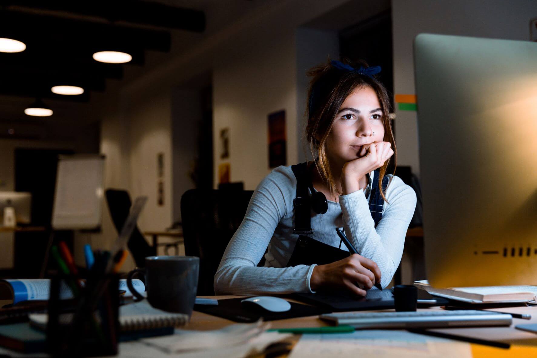 Woman designing website