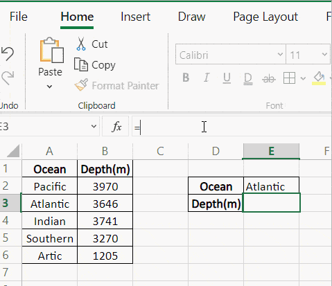 XLOOKUP vertical example