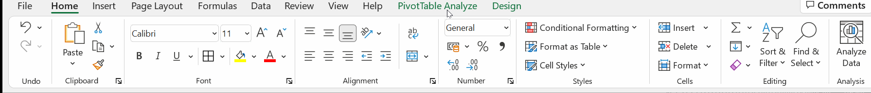 Analyzing data in Pivot Table Analyzing data in Pivot Table