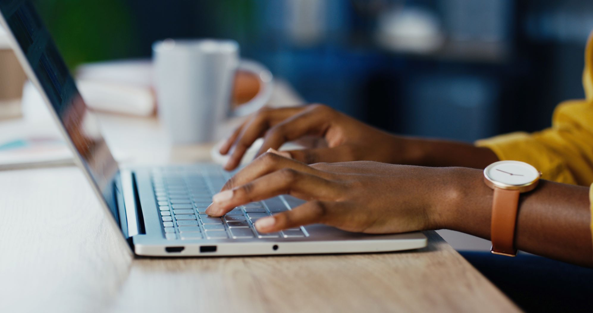 woman learns to type faster