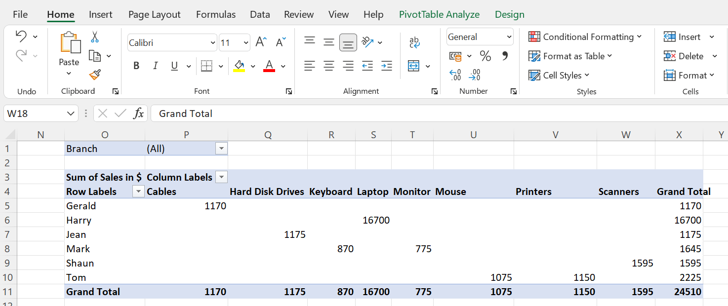inserting slicers in excel