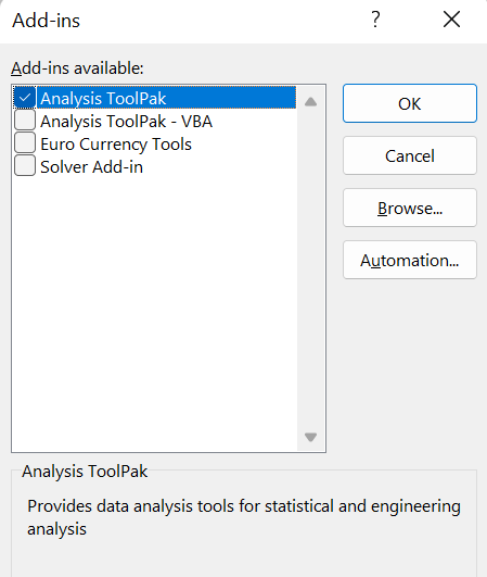 Analysis ToolPak in excel Analysis ToolPak in excel