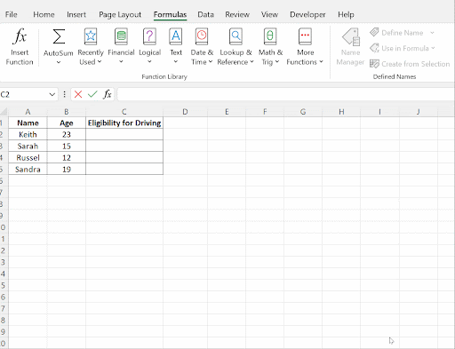 example of IF( function