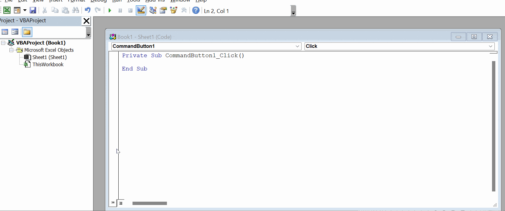 VBA code excel