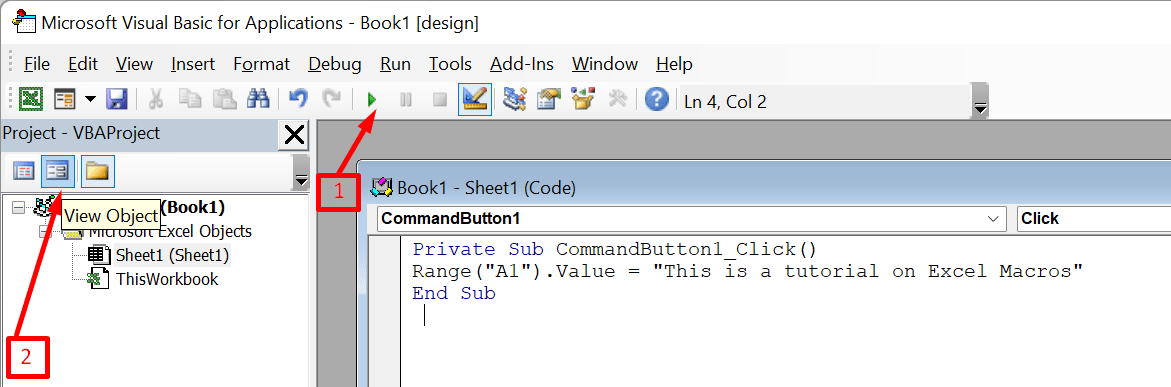 VBA project excel