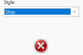 stop error message drop down list