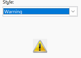 warning error message drop down list