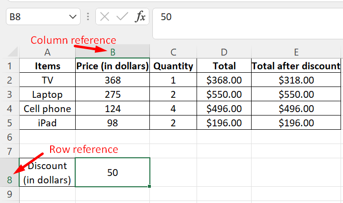 use excel cell reference