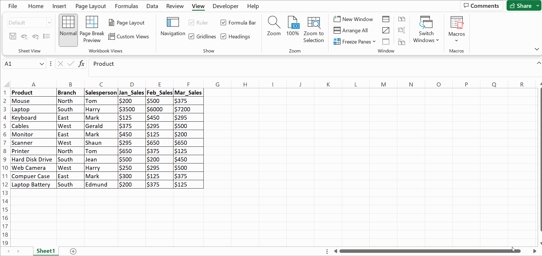 Reset window position Excel