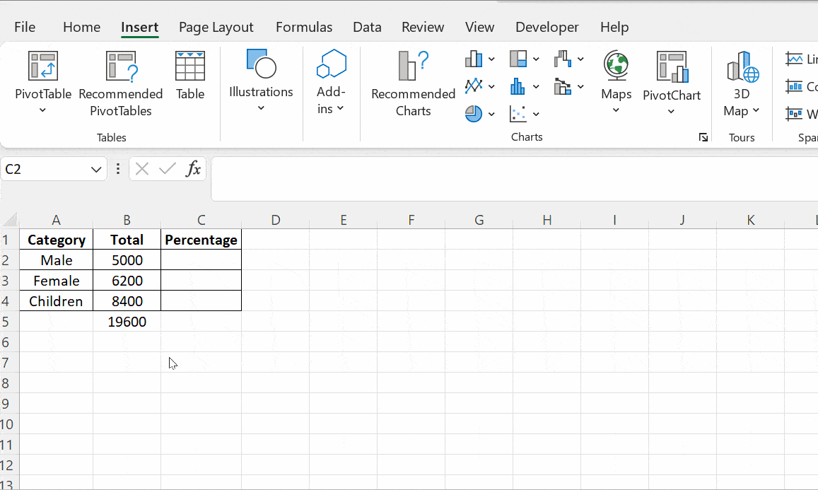 calculating percentage at end of table