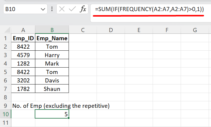 count unique values using functions excel