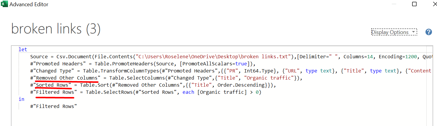 advanced editor power query excel